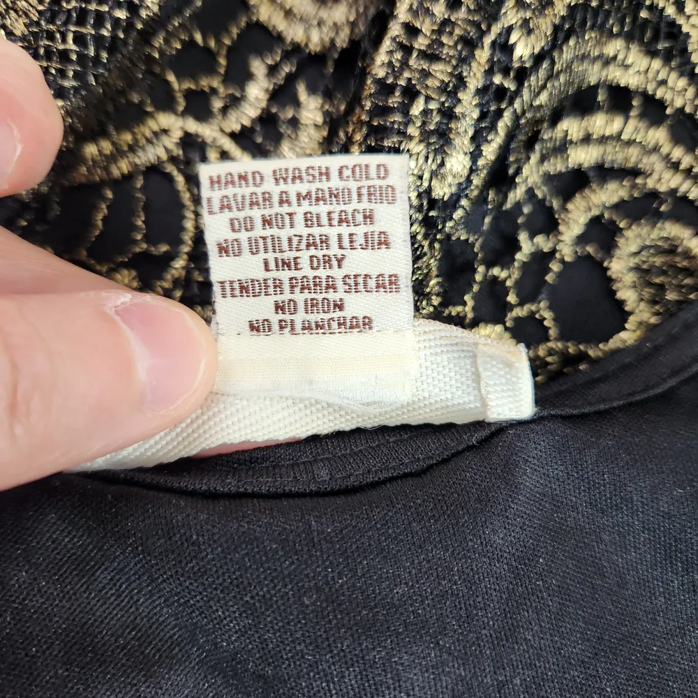 Sans Souci Womens Small Black Gold Floral Overlay Sleeveless Midi Cocktai Dress - Image 9