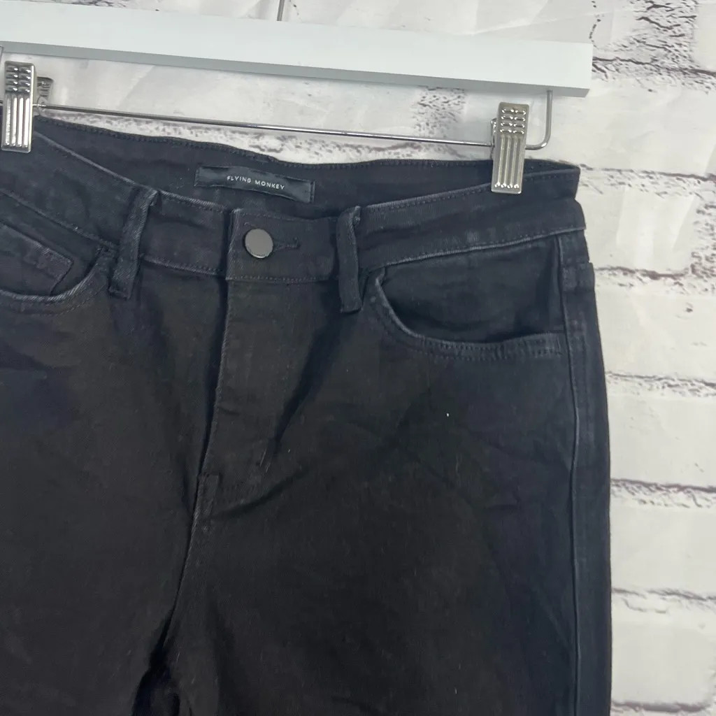 Flying Monkey Straight Leg Jeans Mid Rise Black Wash Women’s 29 Stretch Denim - Image 7