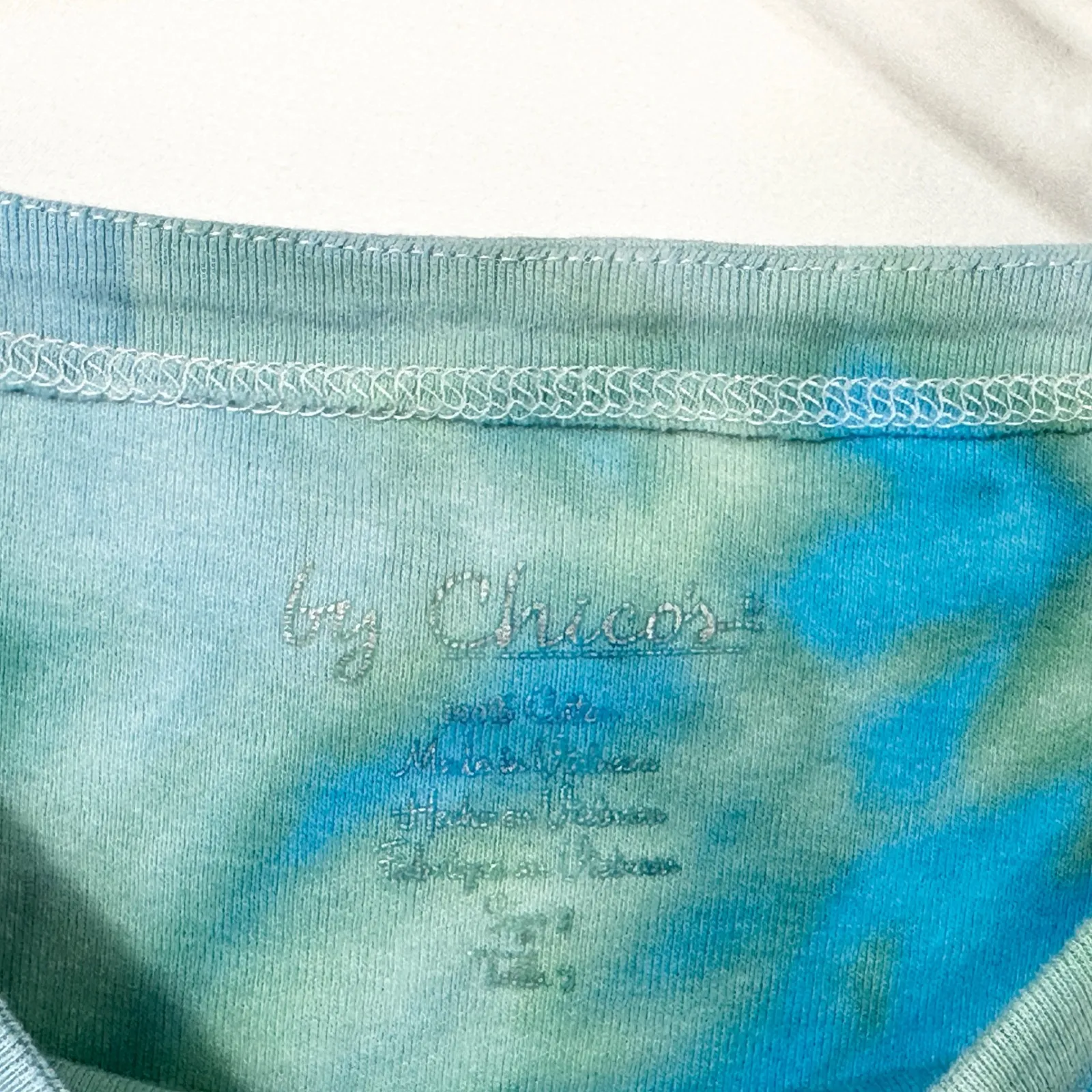 Chicos XL Top Handmade Tie Dye‎ Blue Green Cotton Boho Festival Artsy 469 - Image 12