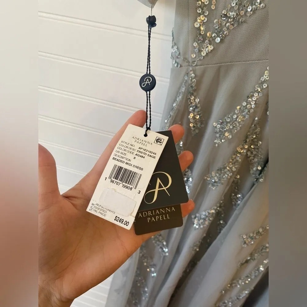 Adrianna Papell Sequin Beaded Midi Dress - Image 8