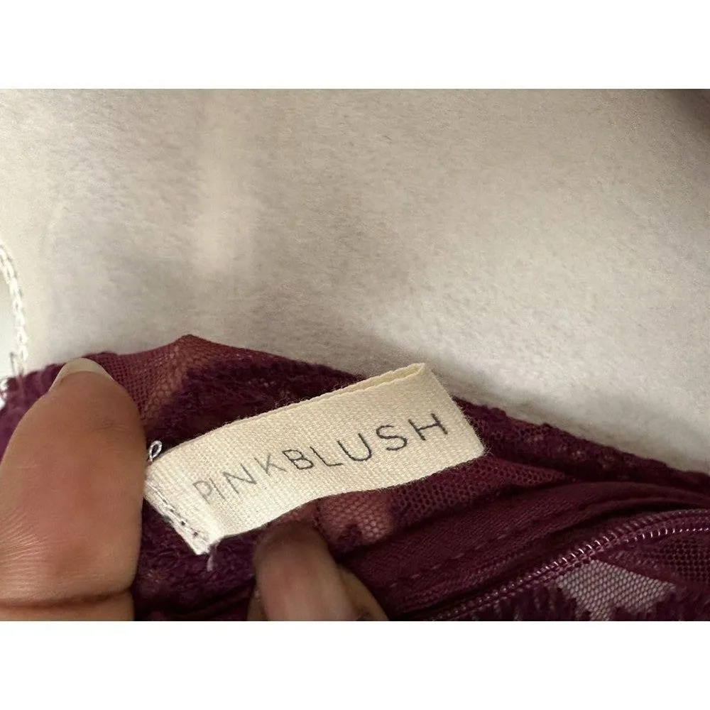 PinkBlush Dress Size Small Maternity Burgundy Lace Maxi Long Overlay - Image 8