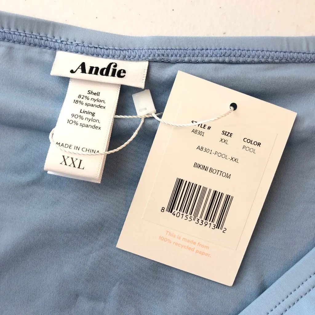 Andie Swim Bikini Bottom Brief Stretch Pool Blue XXL - Image 3