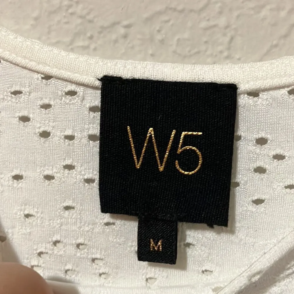 White Flowy Sleeve Wide Neck Blouse Size Medium - Image 2