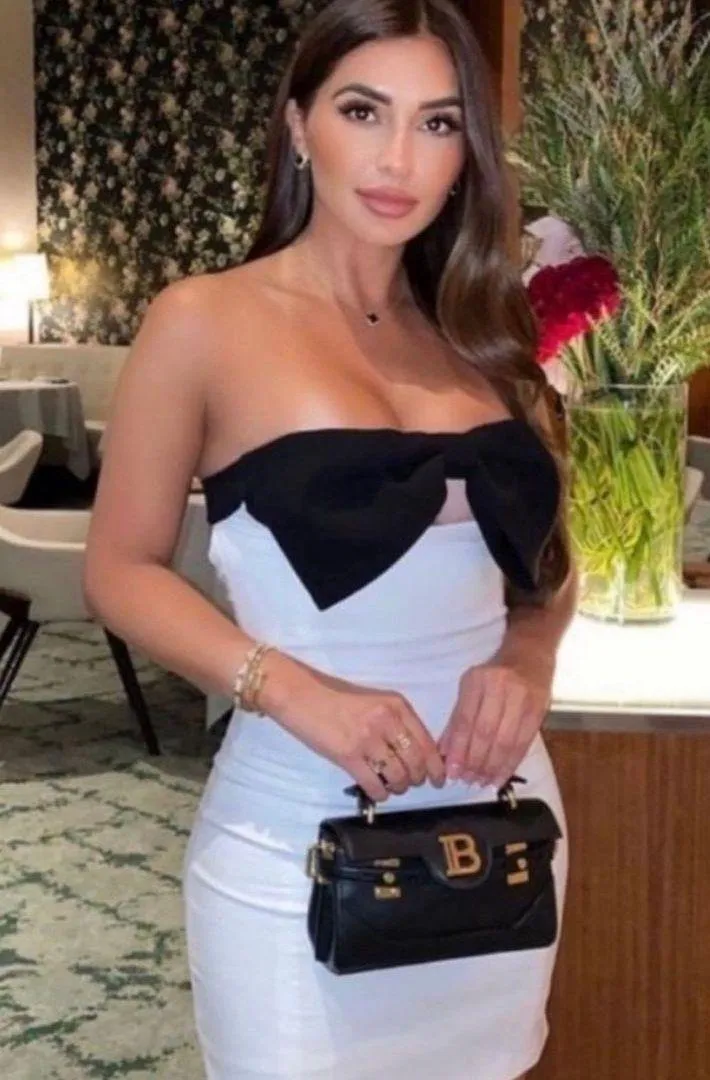 dress mini bow bodycon fitted white wedding party coctail dress - Image 8