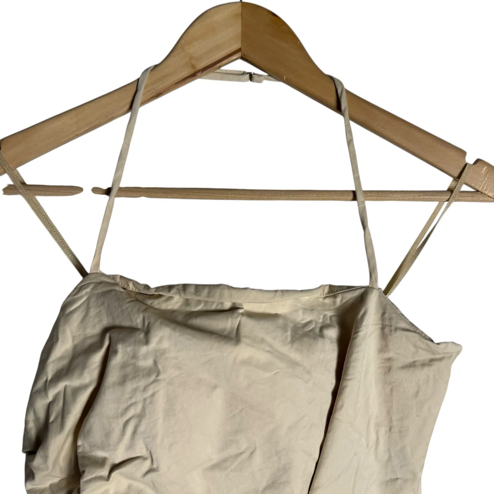 A.L.C. Charlotte Sateen Pleated Cream Sleeveless Halter Tank Top Size 8 - Image 7