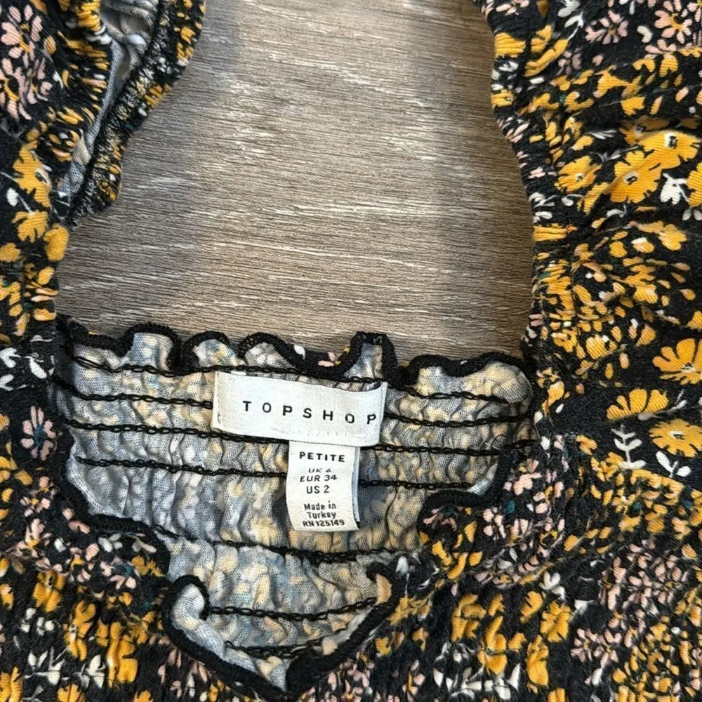 Cute TOPSHOP floral top Yellow Size 2 - Image 2
