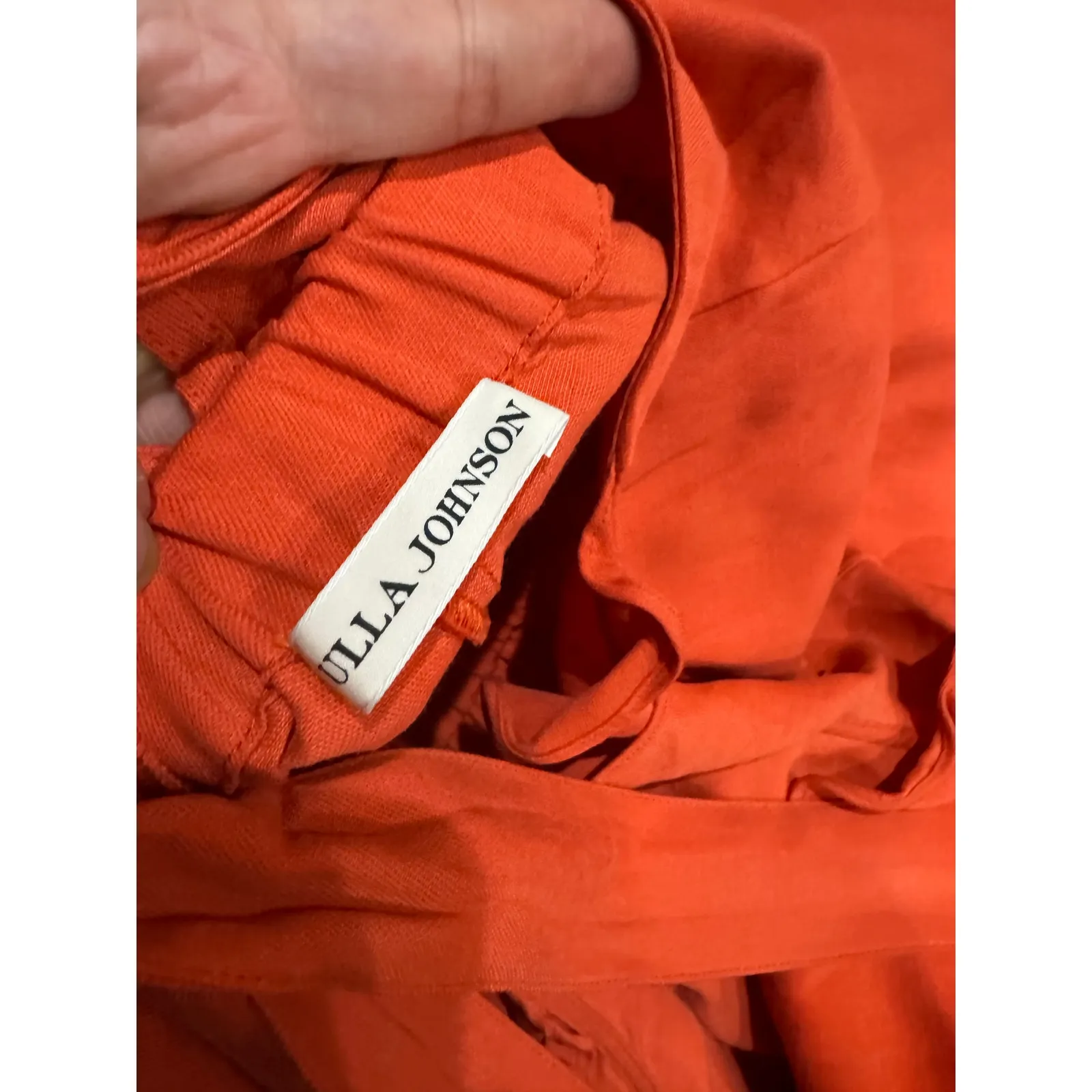 ULLA JOHNSON ORANGE LINEN BLEND OPEN CROSS-BACK ANKLE JUMPSUIT SZ 4 - Image 5