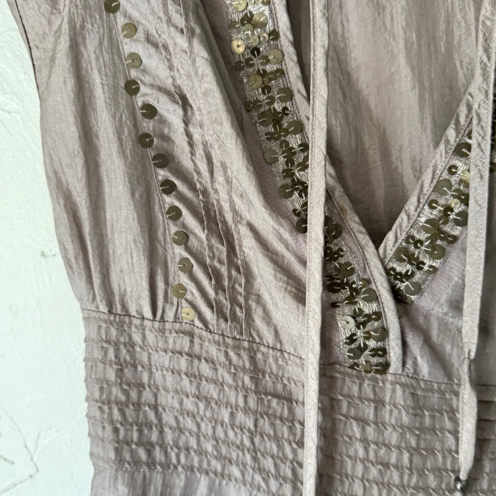 Miss Me Boho Embellished Smocked Waist‎ Tunic Top Blouse Dusty Rose Size S - Image 5