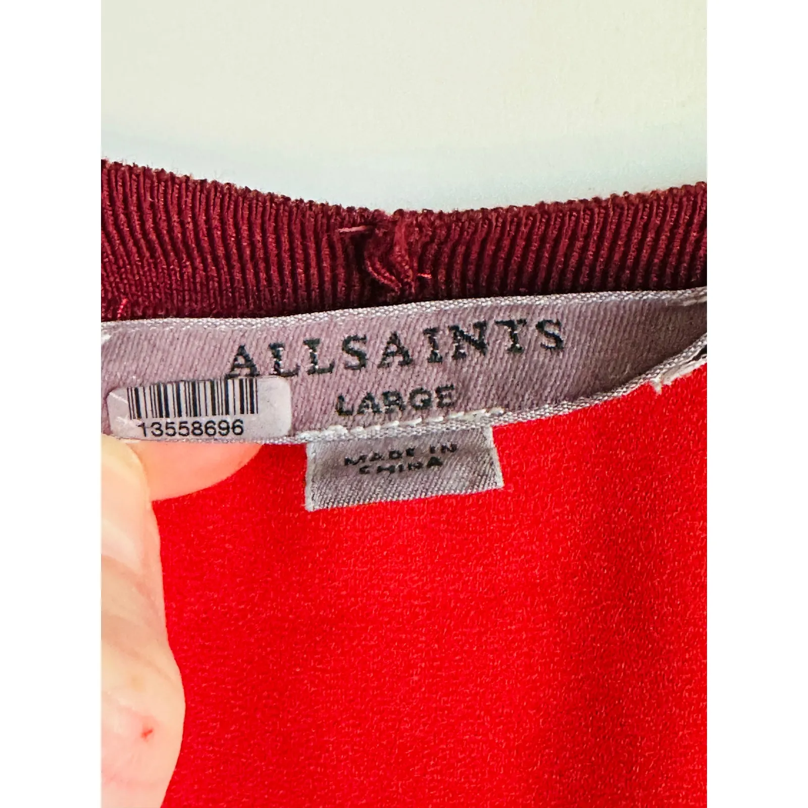 All Saints Silk Animal Print Wrap Dress Mini Burgundy ndy Modern Size 6 ruffles Black - Image 4