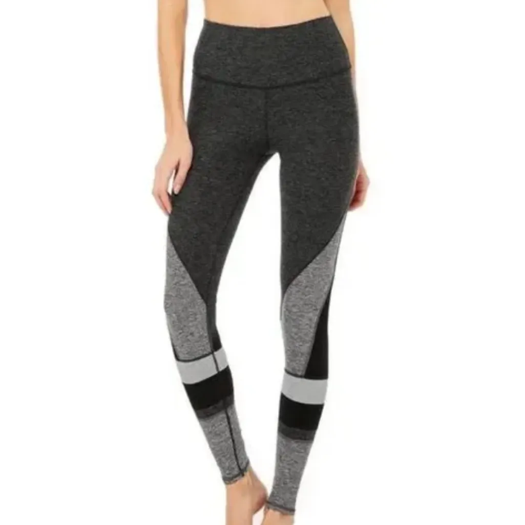 🌟ALO YOGA🌟 HIGH WAIST ALOSOFT MOMENTUM LEGGING BLACK / GREY SZ XS - Image 3