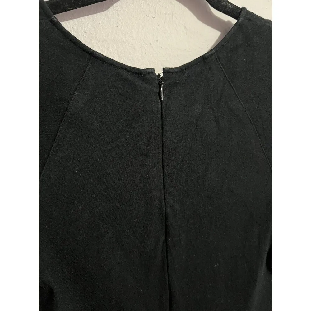 Theory Black Bodycon Knee Length Short Sleeve Dress - Image 7