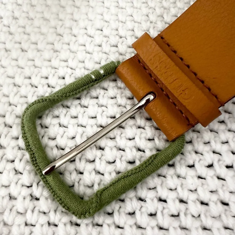 Guess Vintage Tan Patchwork Granny Floral Embrodiered Boho Y2K Belt Large - Image 4