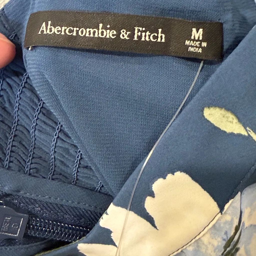 Abercrombie & Fitch Camille Blue Floral Midi Dress Size Medium - Image 8