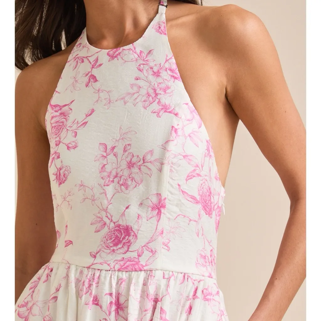 NEW Altar’d State Pink Floral Maxi Halter Dress Size Medium Available - Image 4