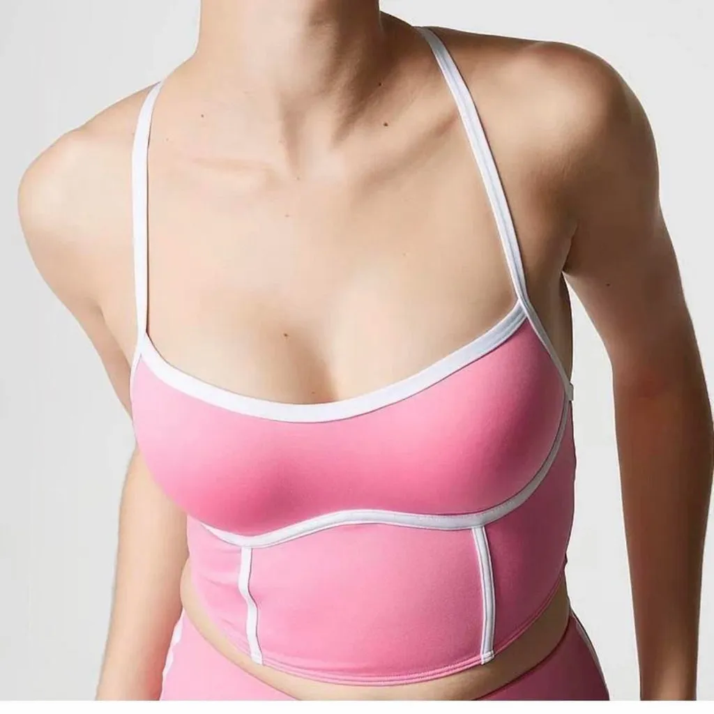 PINK Victoria's Secret Pink and White Strappy Top - Image 8