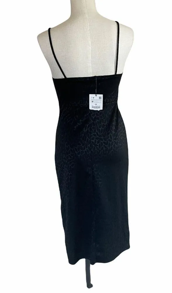 NWT ZARA Textured Weave Slip Dress Black - Image 7