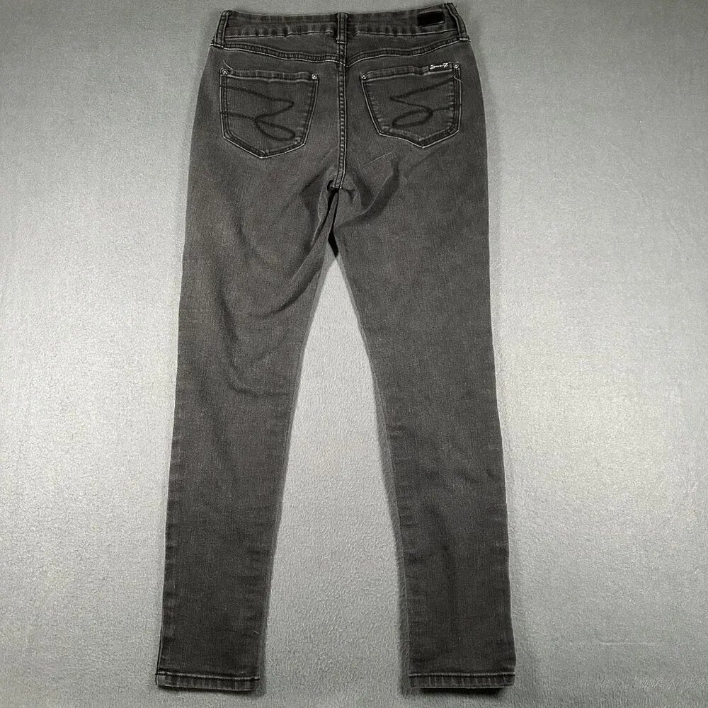Seven7 Jeans Womens 6 Black Skinny Stretch Denim Pants Mid Rise Faded Classic - Image 9