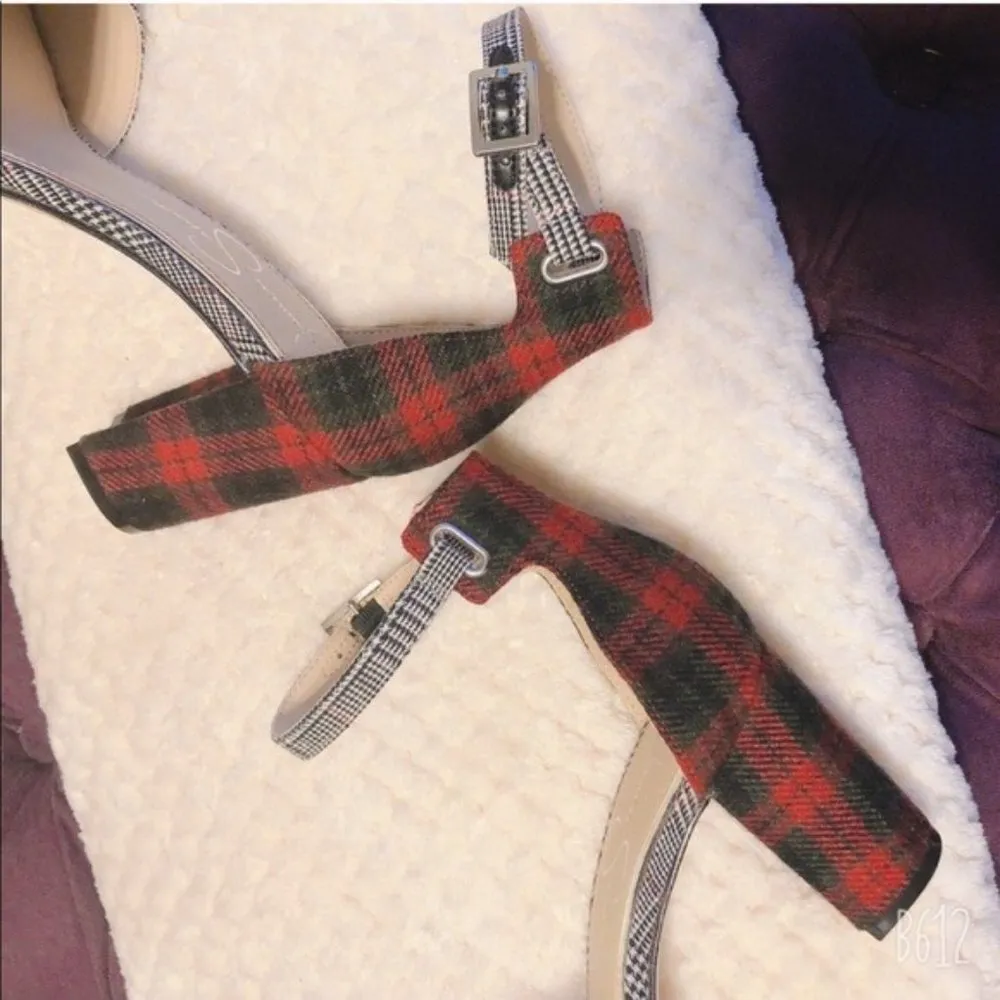 Jessica Simpson Plaid Ankle Strap Shoes Block Heel, Size 7M New in Box - Image 3