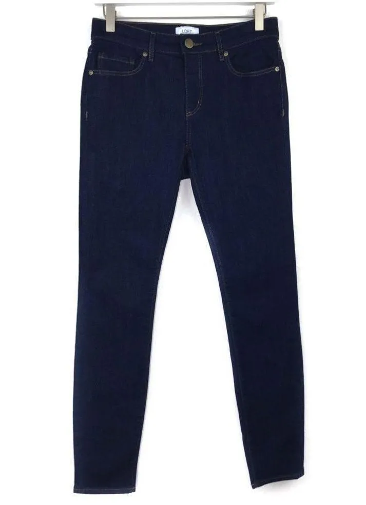 Loft  Outlet Blue Dark Wash Skinny Denim Jeans 4 - Image 7