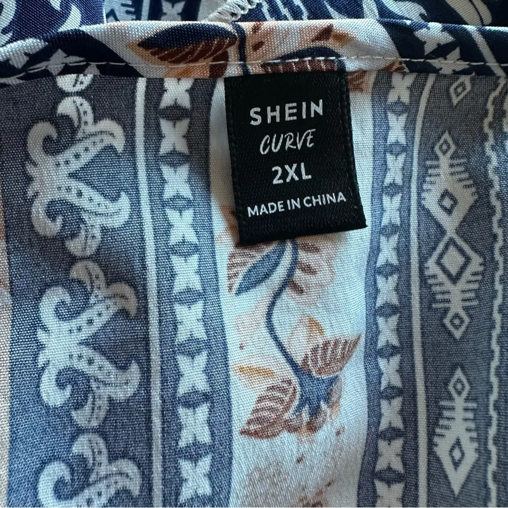 Bohemian Print Midi Dress - Black and Orange - Image 3