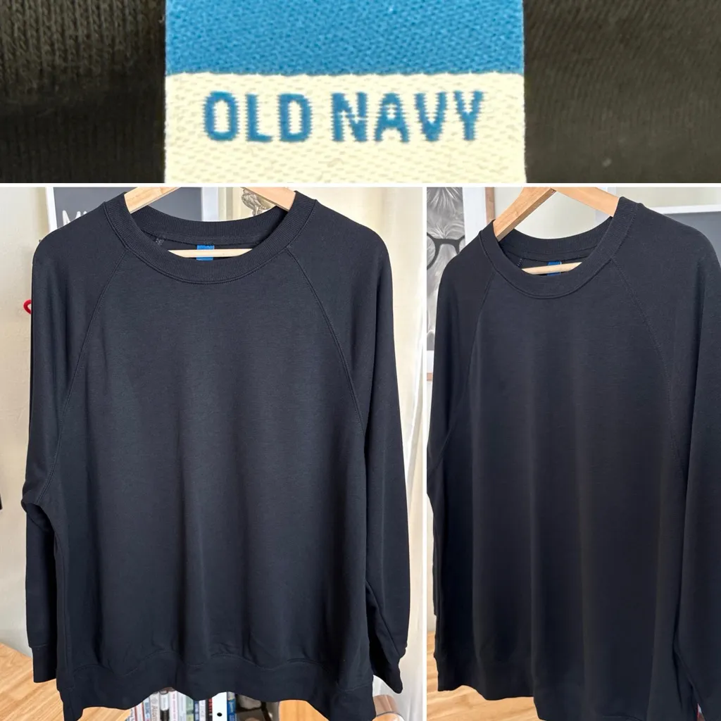 Old Navy Classic Solid Black Cotton Blend Longsleeve Women’s Sweatshirt Size M - Image 2