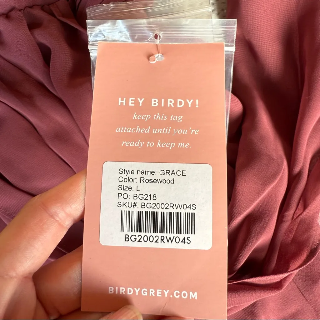 Birdie Grey Grace Convertible Dress in Chiffon Rosewood Size Large NWT - Image 5