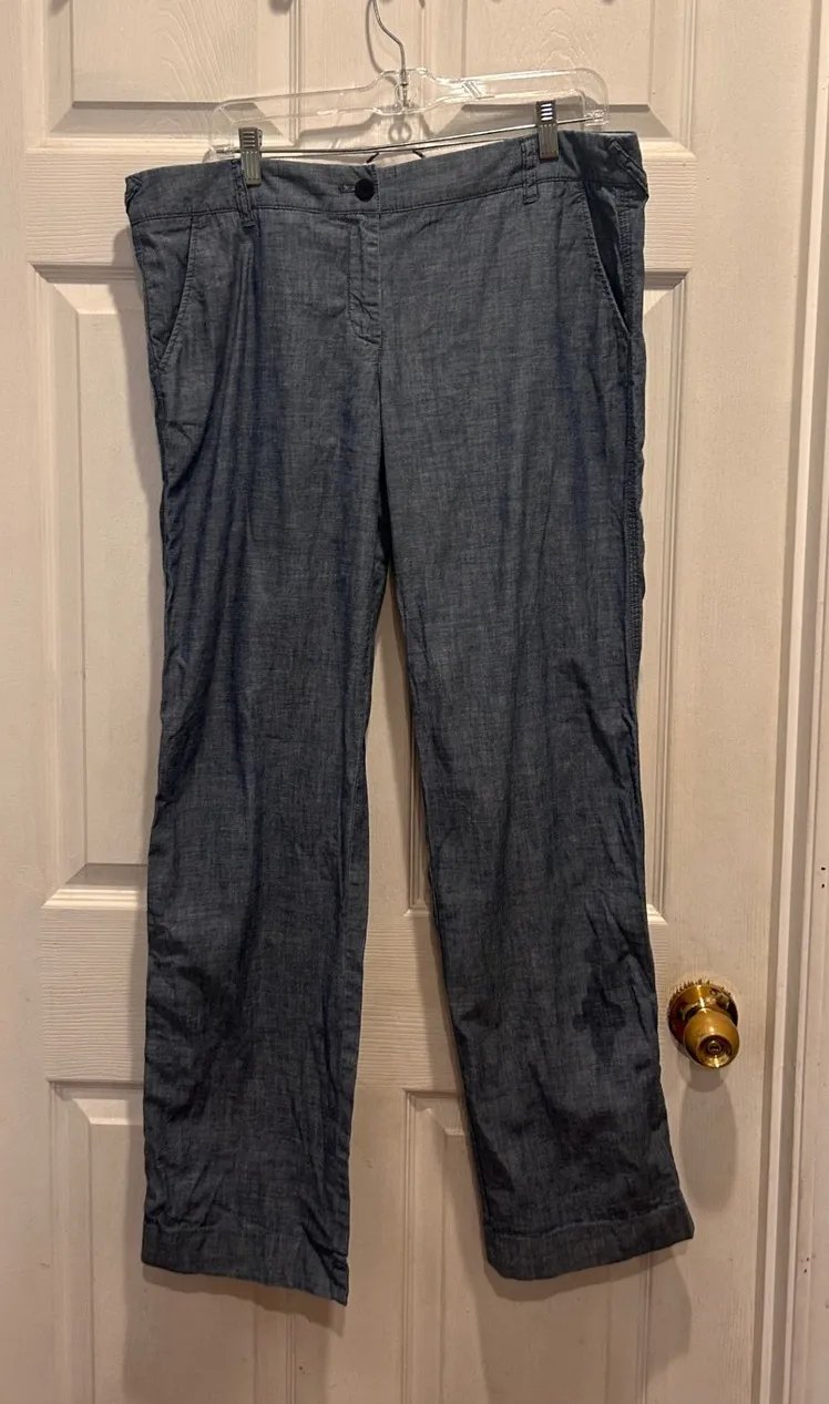 J.Crew Belmarin Blue Chambray Pants Womens Size 12 Casual Lightweight - Image 1