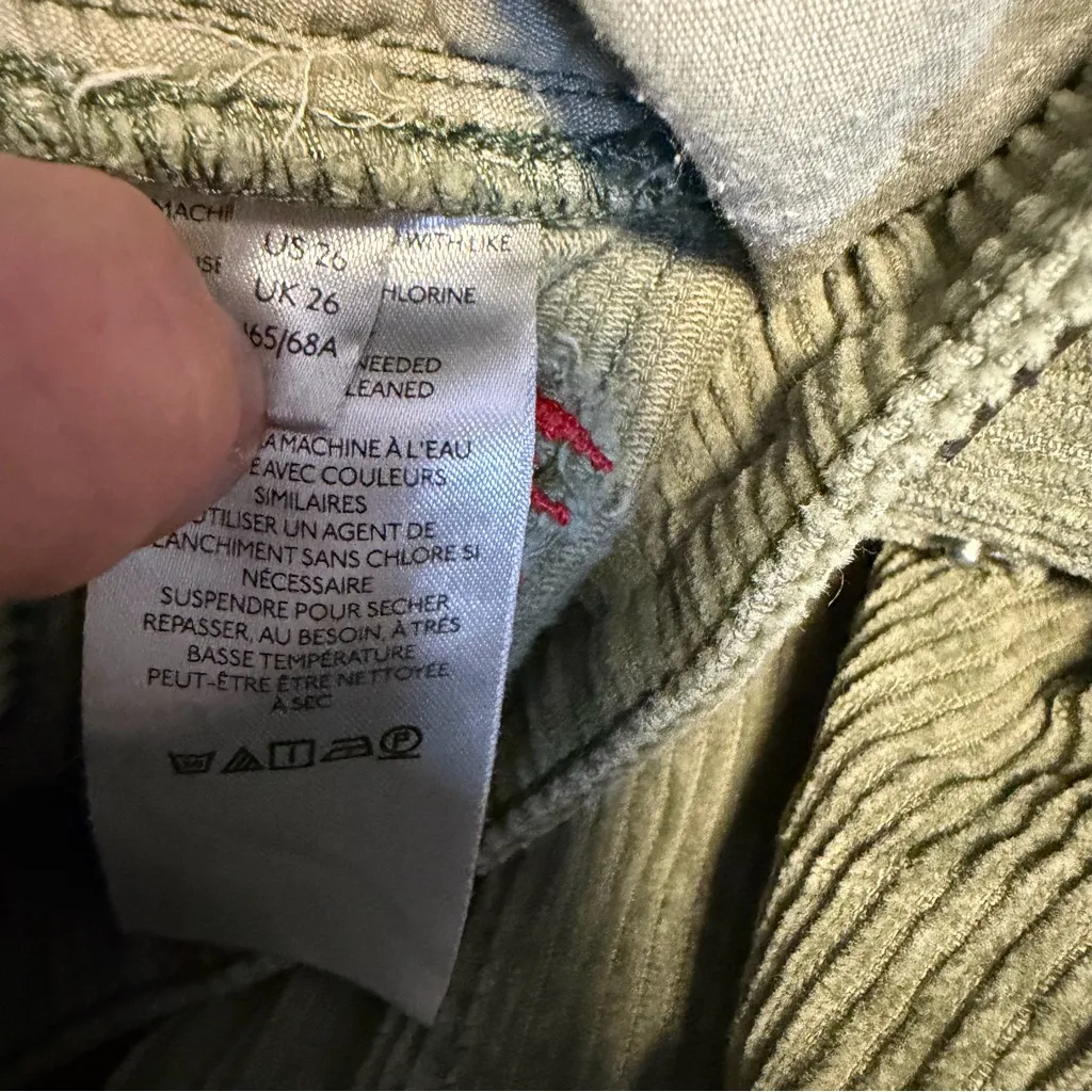 BDG Urban Outfitters Mom High-Rise Moss Green Corduroy Pants size 26 - Image 6