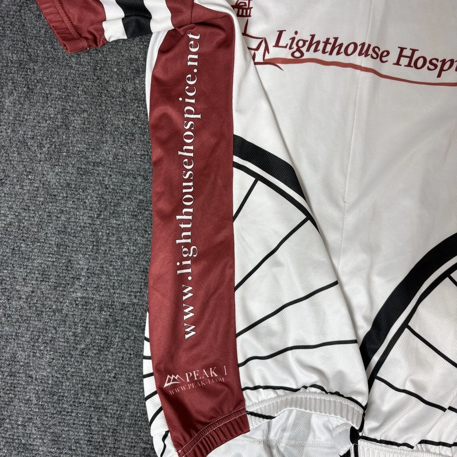 Lighthouse Hospice Jersey Adult L White Red‎ Half Zip Polyester Back Pockets Size L - Image 4