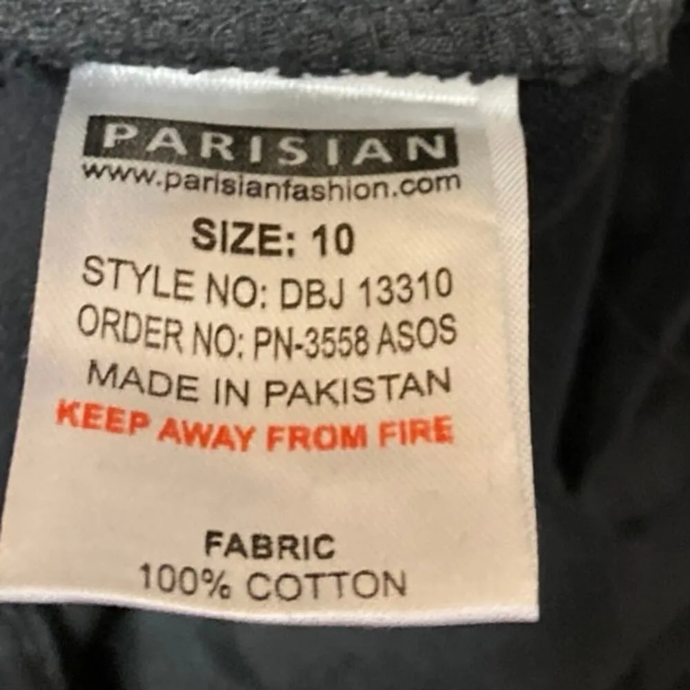 Parisian Black Distressed Straight Wide Leg High Waist Denim Jeans Pants Size 6 - Image 5