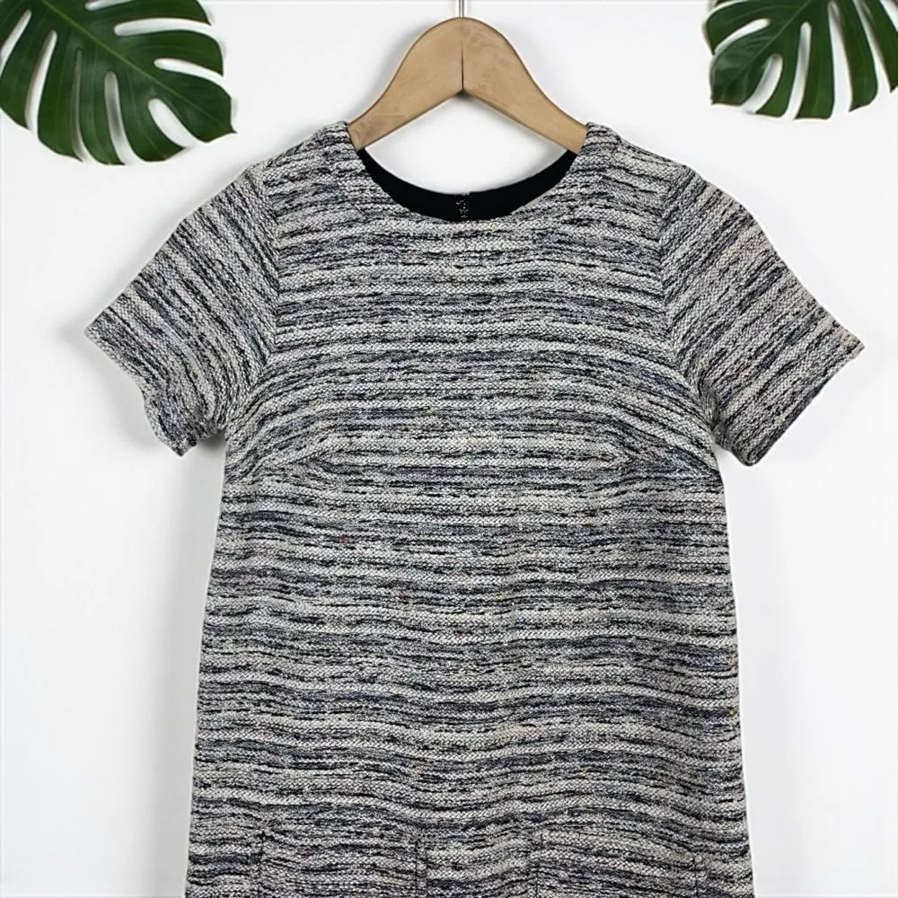 LOFT Boucle Knit Tweed Shift Dress with Pockets in Multicolor Flecks - Image 6