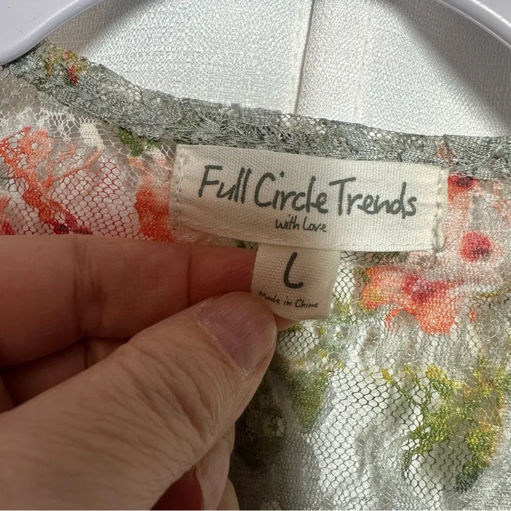 Lace Sheer Open Front Kimono Large Boho Whimsigoth Fairy Bell Sleeves Crochet - Image 3