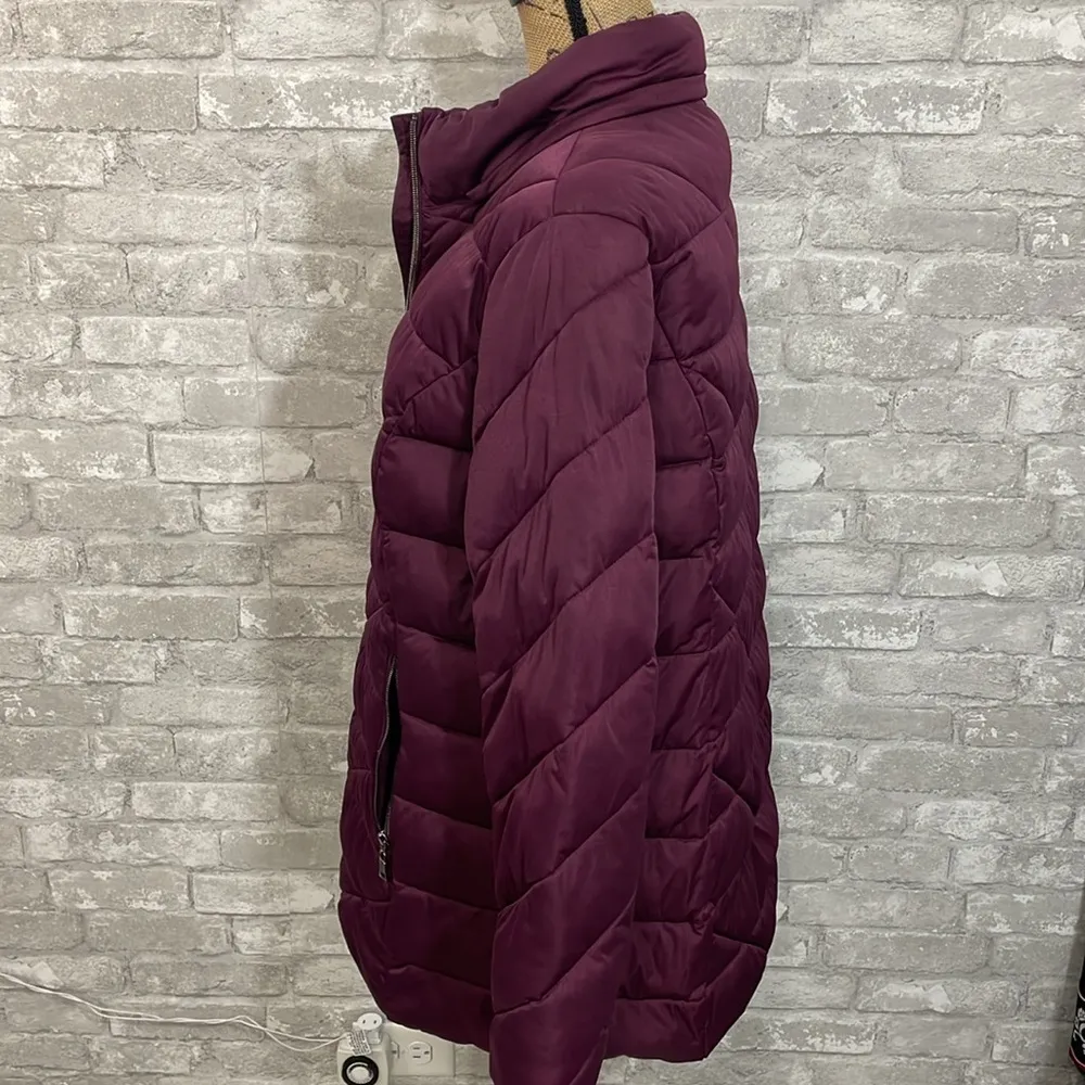 Nuage Stretch Diagonal Quilted Coat Purple Size L - Image 2
