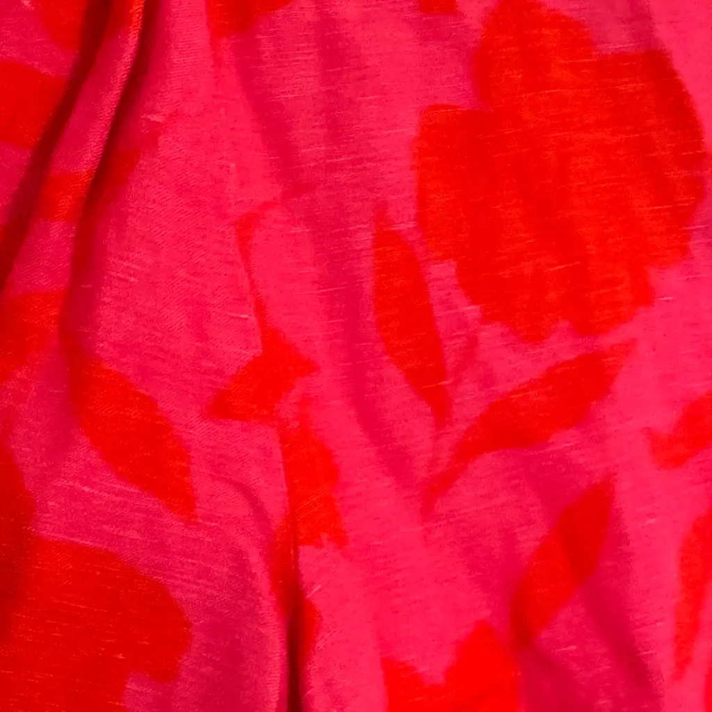 Kate Spade x Target Pink and Red Floral Linen blend V-Neck Dress - Image 6