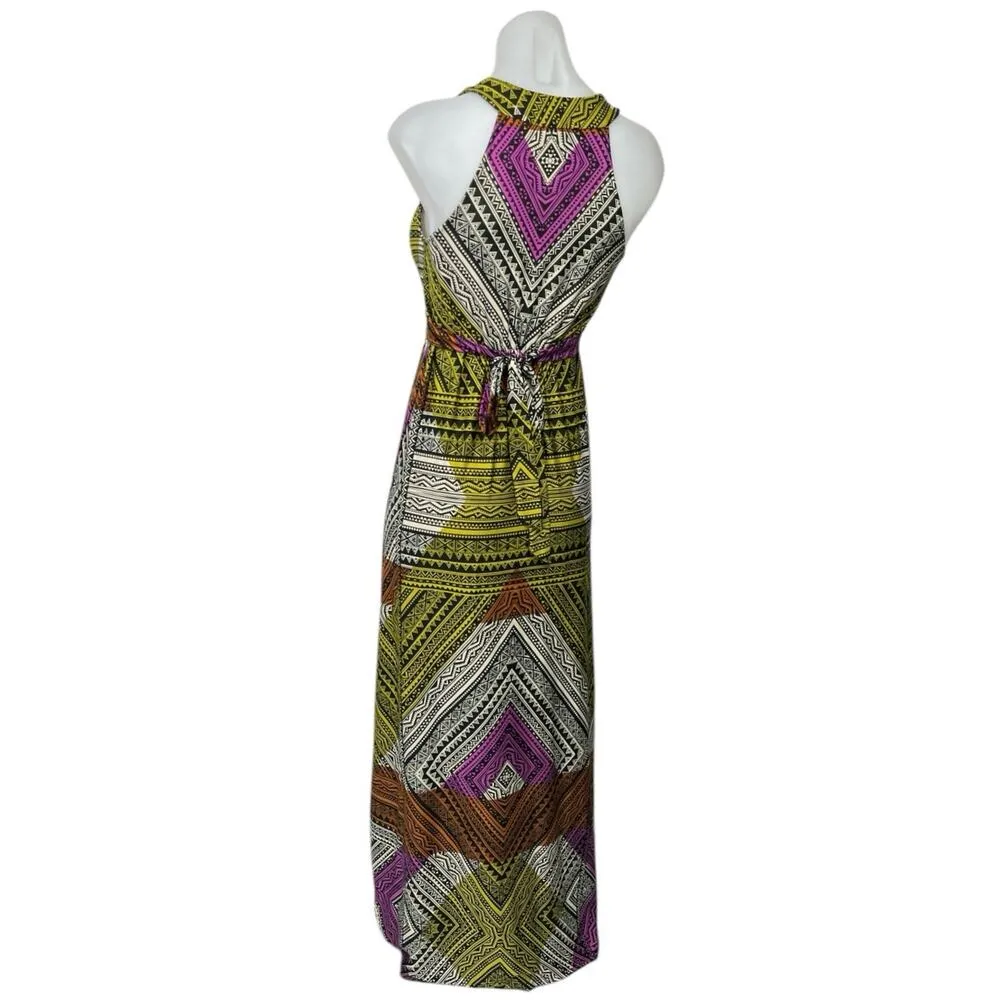 Eci Multicolor Sleeveless Geometric Beaded V-Neck Bohemian Slinky Maxi Dress 8 - Image 2
