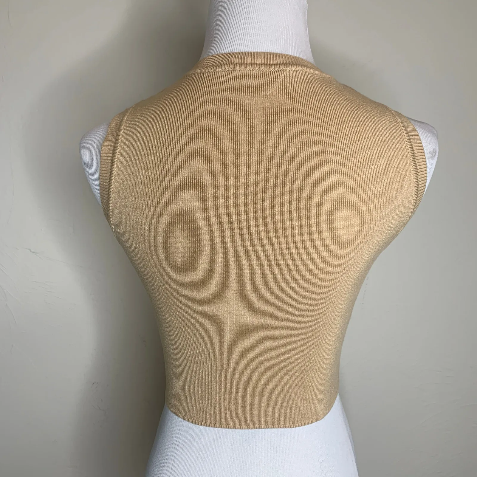 Zara Tan Sweater Vest Crop Top Shell Sz Small - Image 2