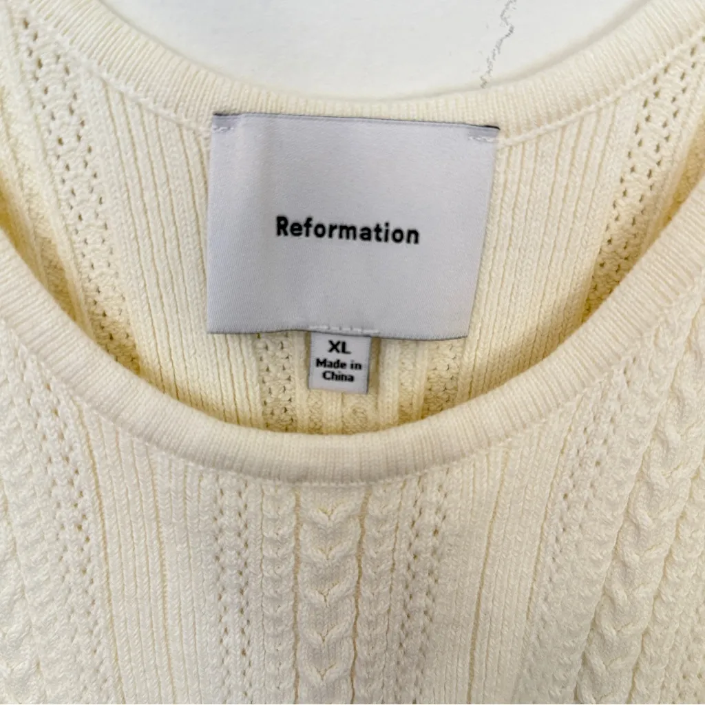 Reformation Luca Cotton Blend Pointelle Sweater Tank in Gossamer - Image 5