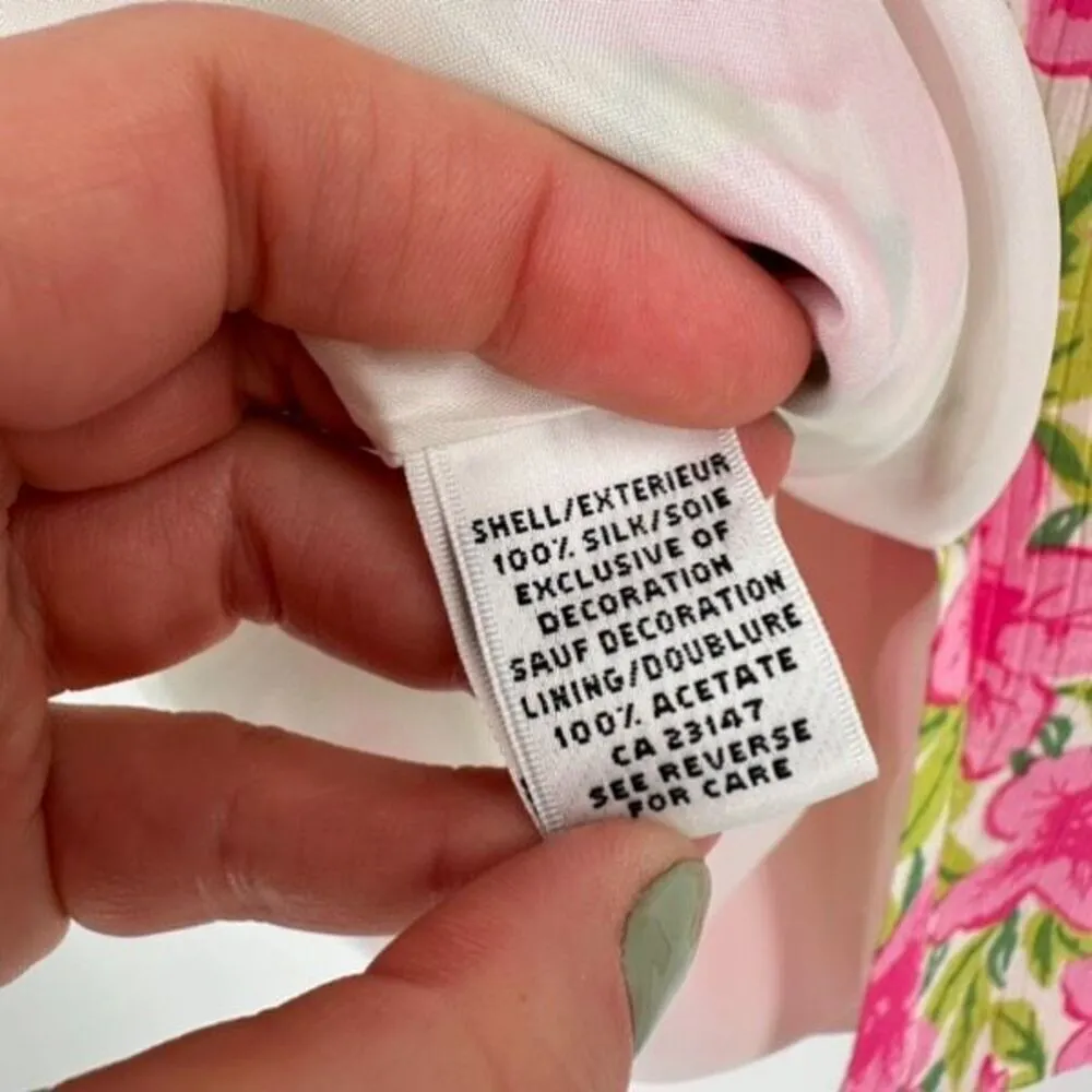 Vintage Talbots Womens Floral Pure Silk Lined Straight Pencil Skirt Pink Size 12 - Image 8