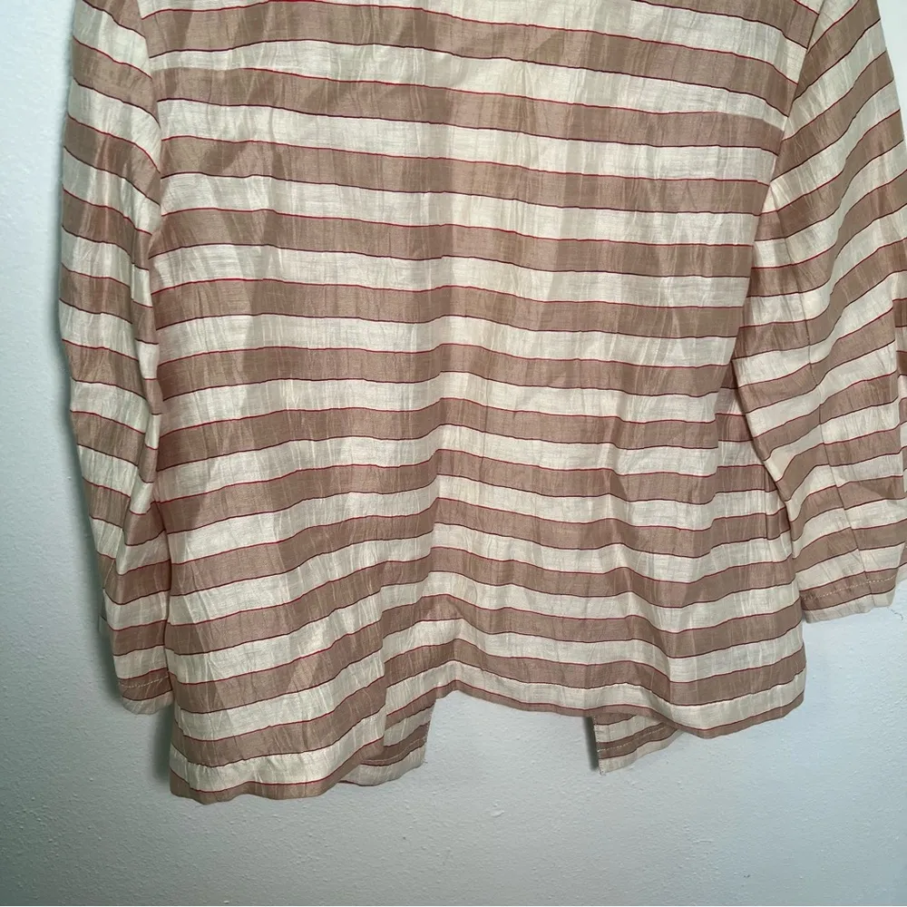 Loft Open Lightweight Blazer Beige Cream Stripes - Image 10