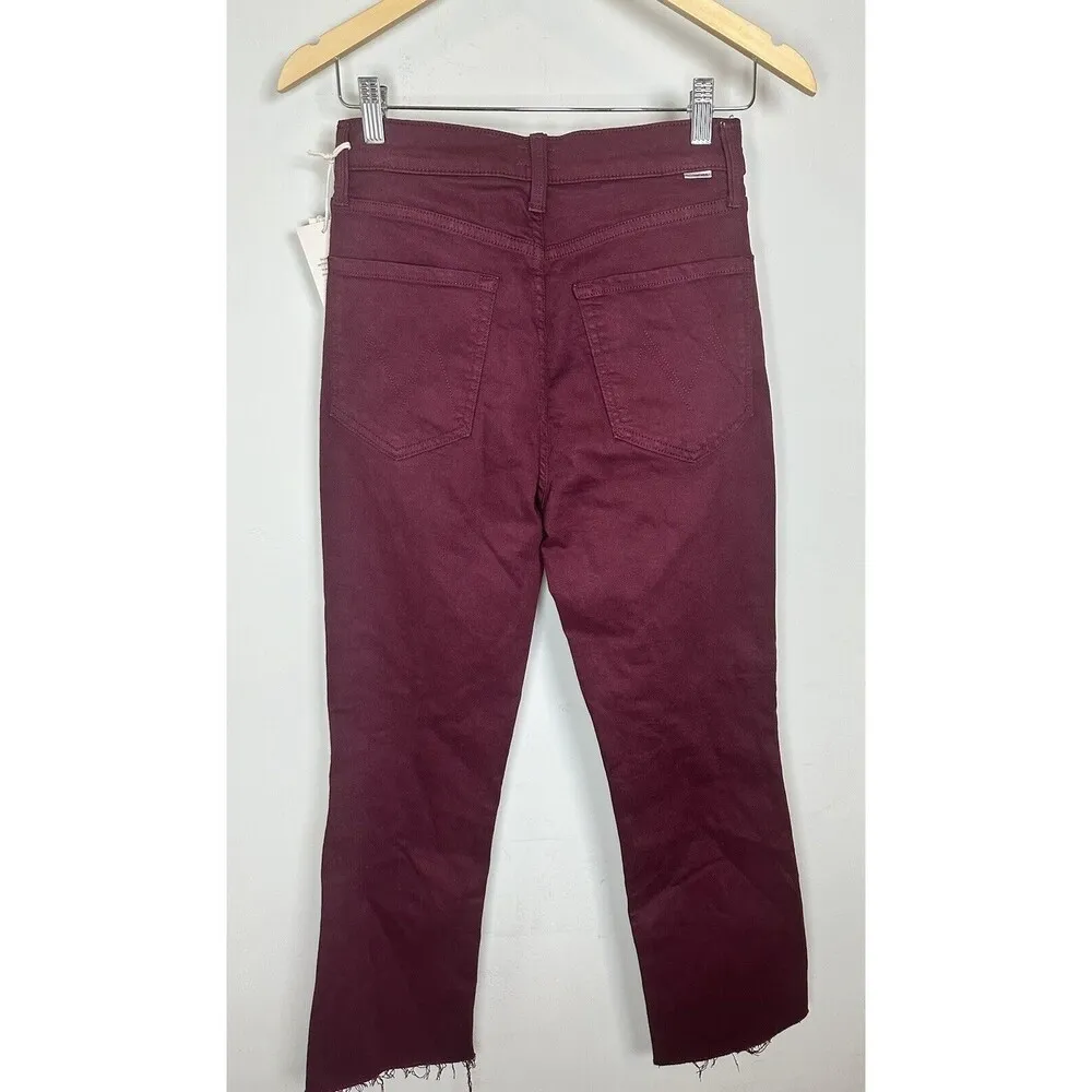 MOTHER Denim The Tripper Ankle Fray Jeans in Play Date Burgundy size 26 NWT Red - Image 8