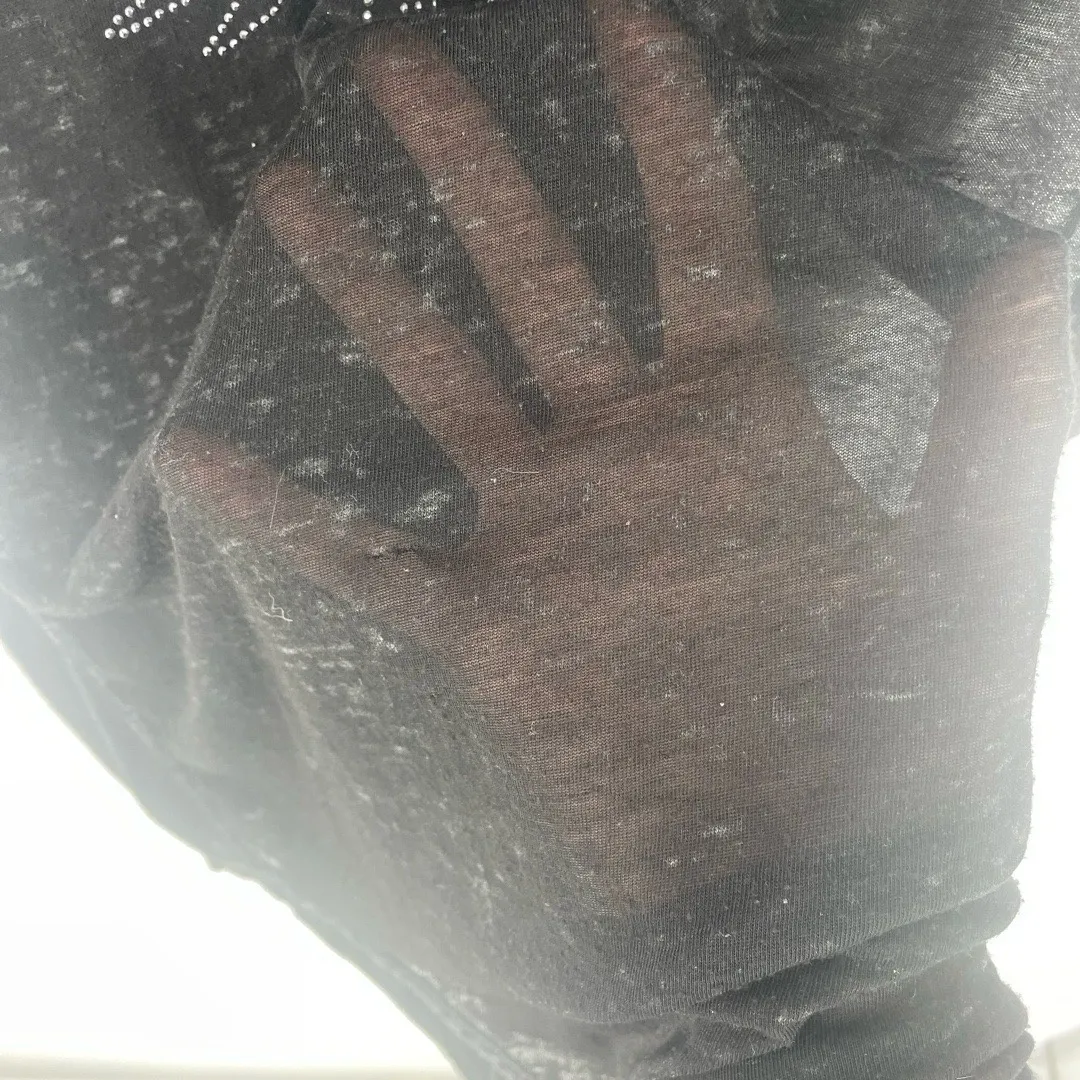 Rock & Republic Burnout Rhinestone Logo Wings Black T - Image 5