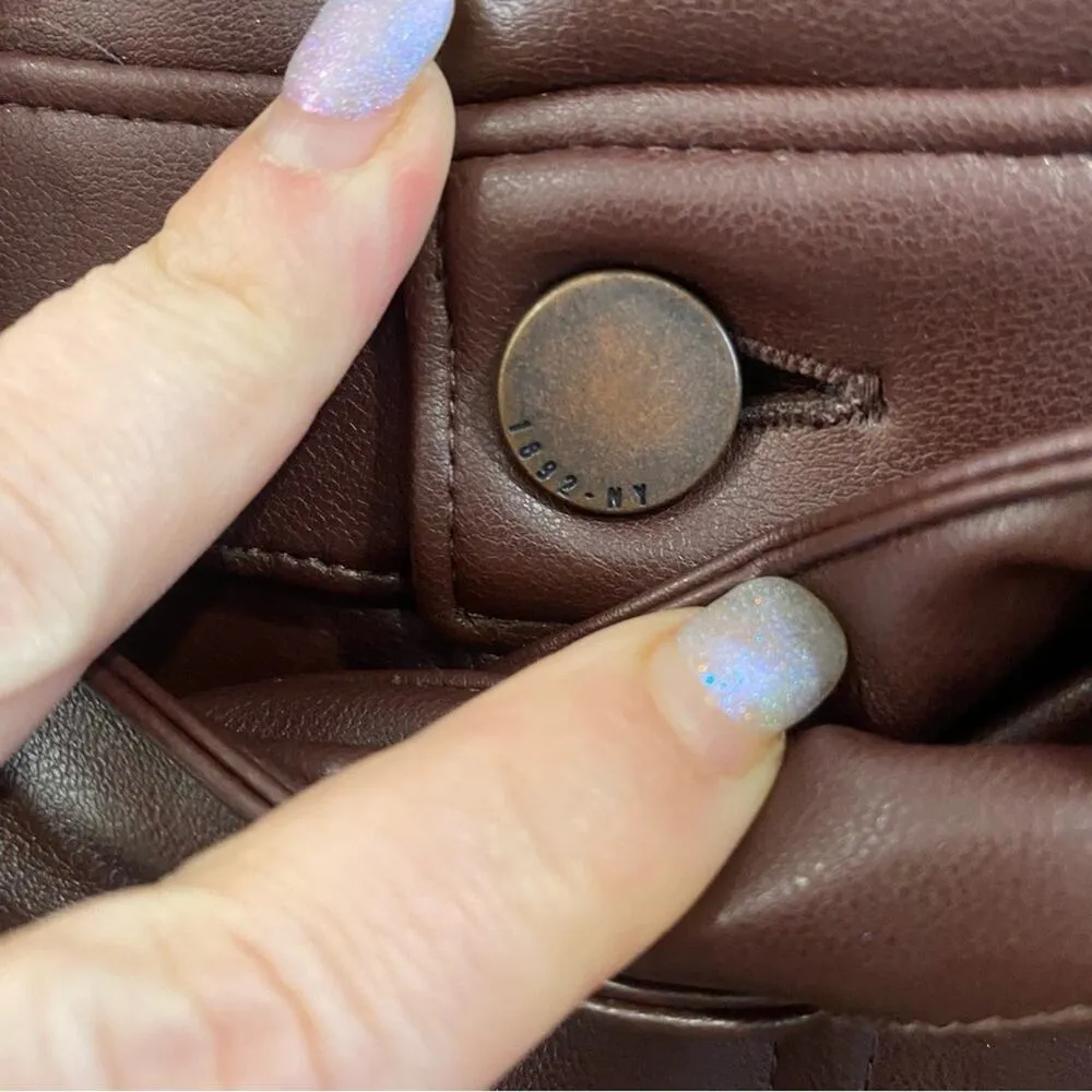 Abercrombie & Fitch | High Rise Faux Burgundy Leather Paper Bag Pants Sz Small - Image 5