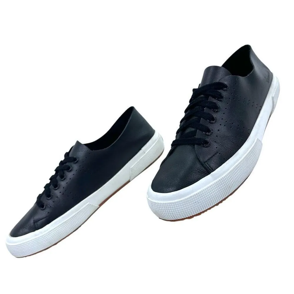 Superga Unisex 2750 Morphing Mule Raw Cut Black Leather Sneakers Size 39.5 (US 8 - Image 2