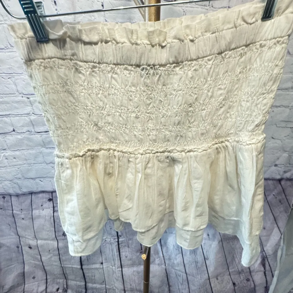 NEW Madewell Smocked Pull-On Tiered Mini Skirt Off-White Size Medium - Image 16