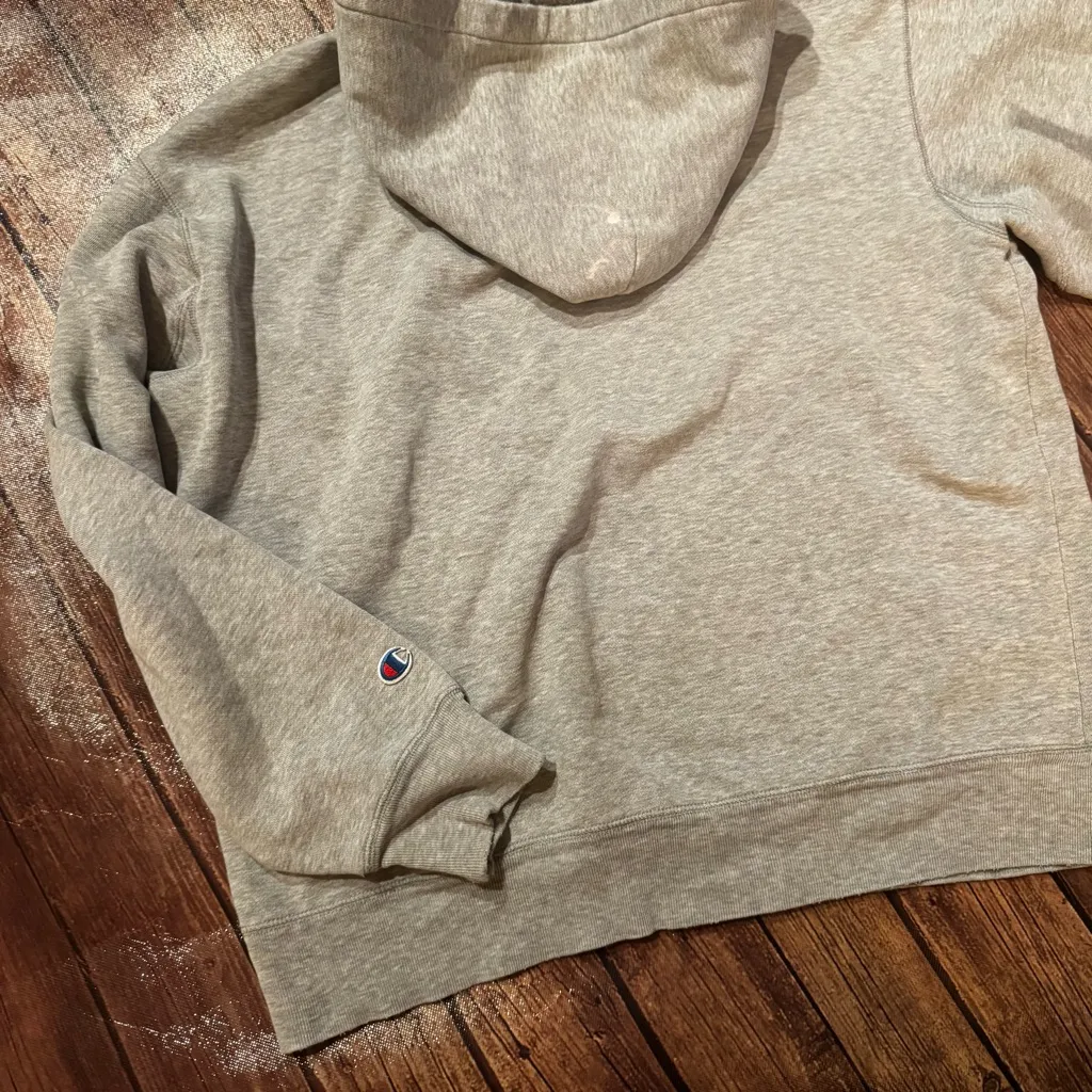 Vintage Champion Quarter Zip Hooded Sweatshirt | VINEYARD LAT 41N| Gray | Large - Image 7