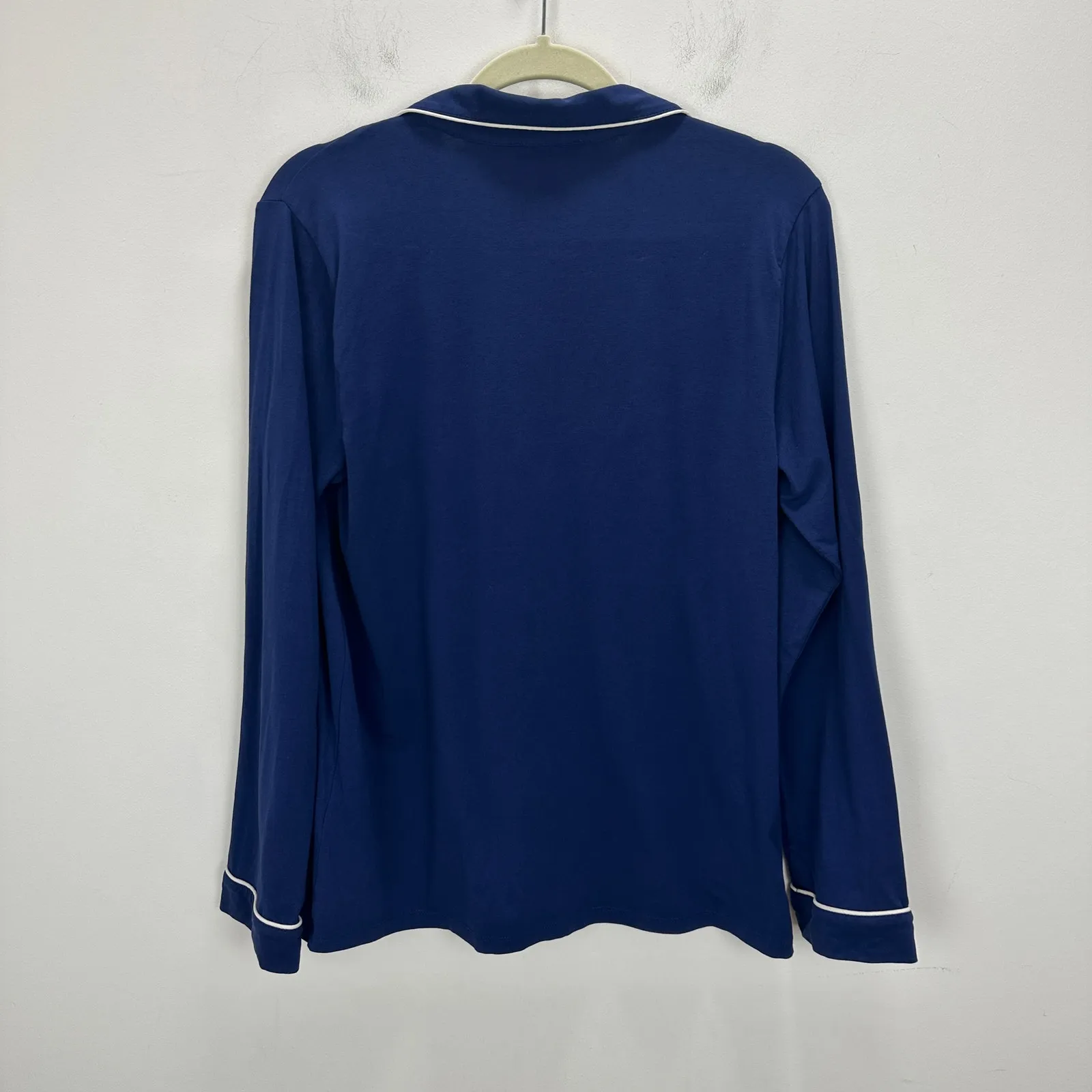 J.Crew Dreamy Cotton Blend Pajama Pant Set Long Sleeve Navy Lounge Womens Small - Image 12