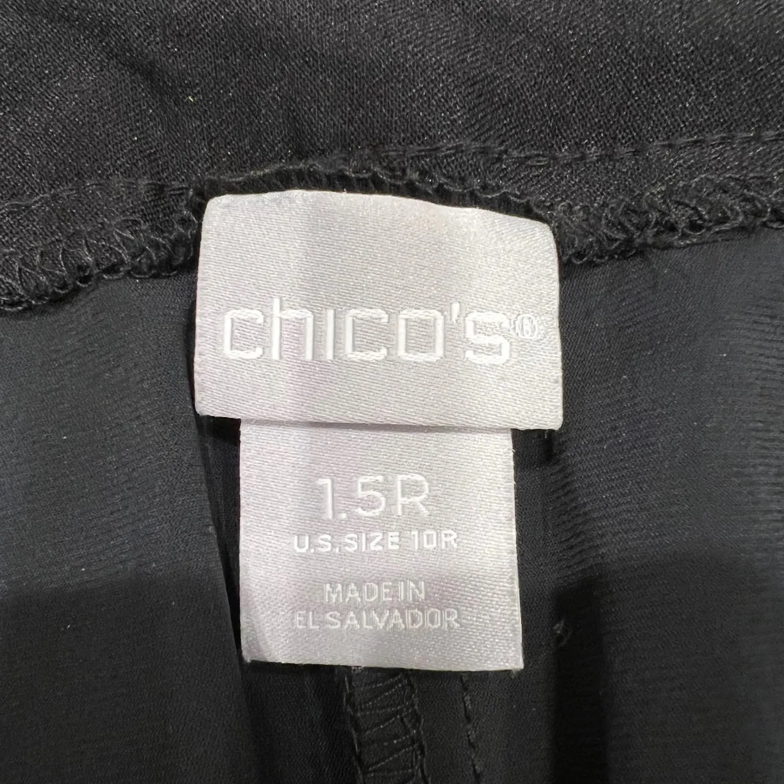 Chicos Black Straight Leg Pants Womens Size 10R Side Snap Detail Comfort Stretch - Image 2