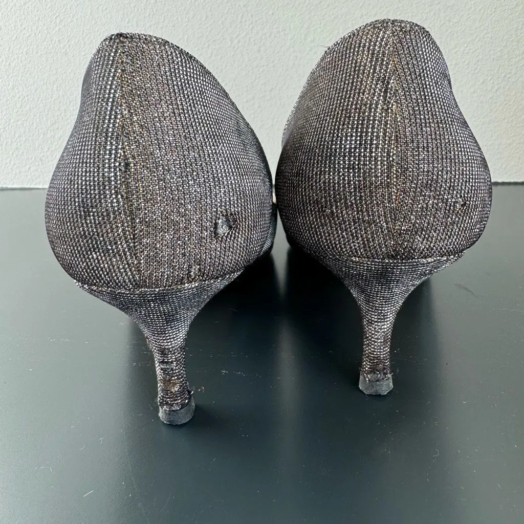 Manolo Blahnik Lurex Glitter Gold Metallic Pointed Kitten Heel Size 40 9.5 Party - Image 13