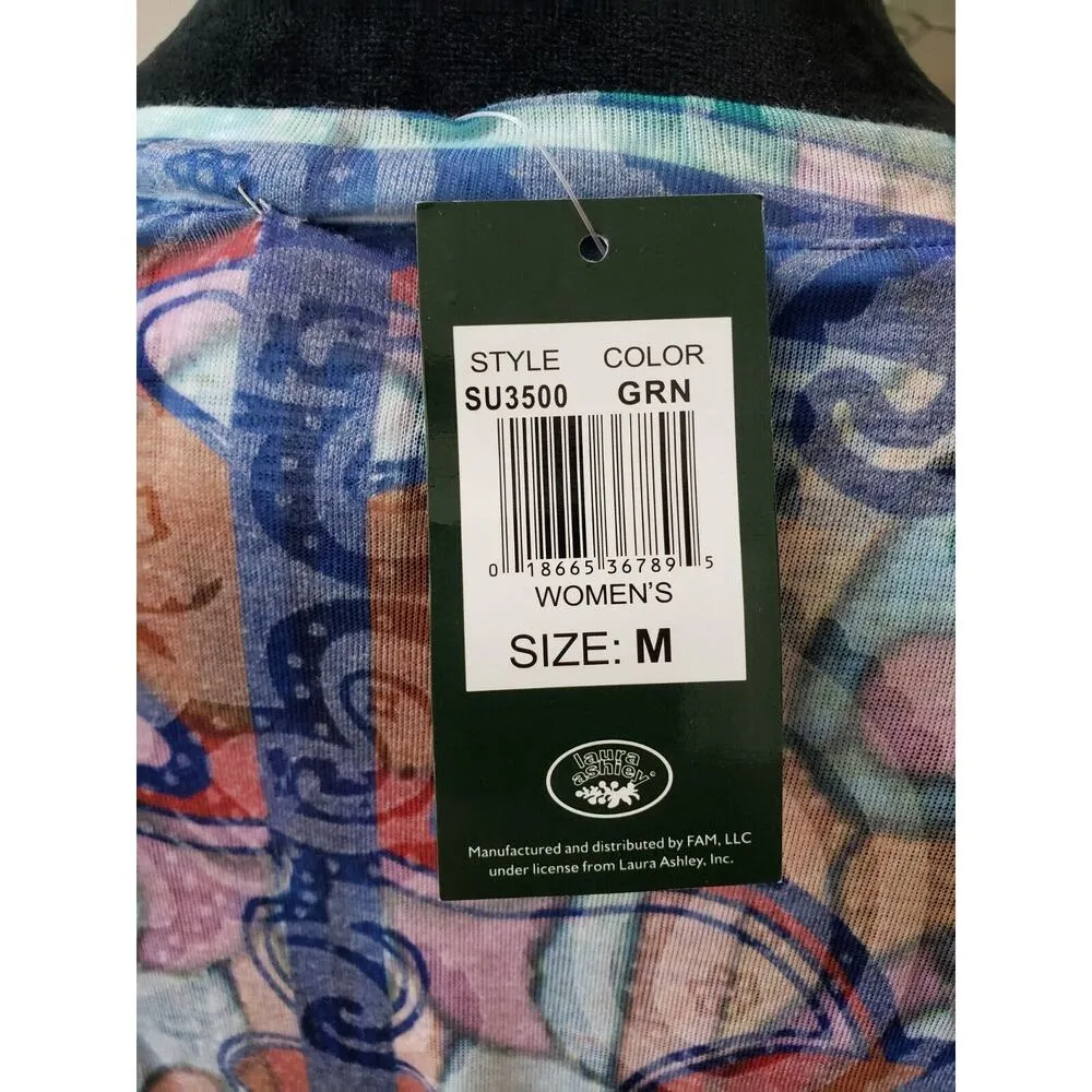 Laura Ashley Women Multicolor Polyester Round Neck Long Sleeve Top Blouse Medium - Image 7