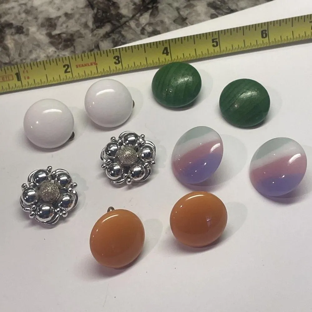 Lot Of 5 Vintage Costume Earrings Clip On Clip - Image 6